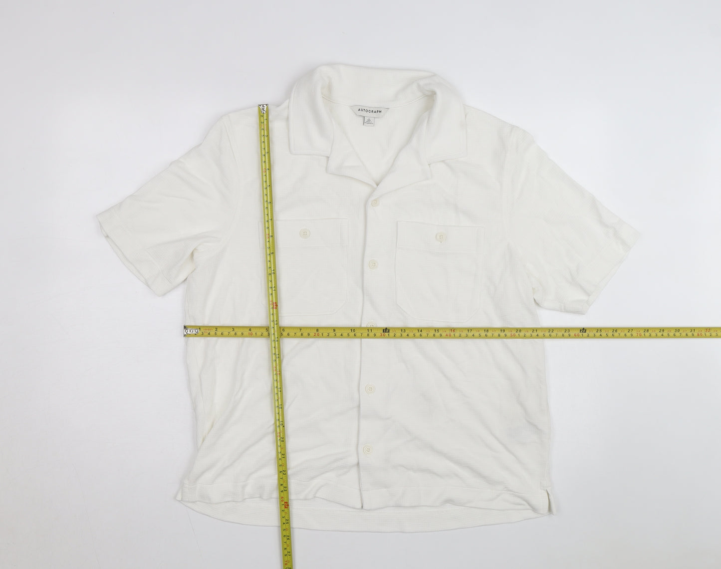 Marks and Spencer Autograph Men's White Regular Fit Button-Up Shirt L