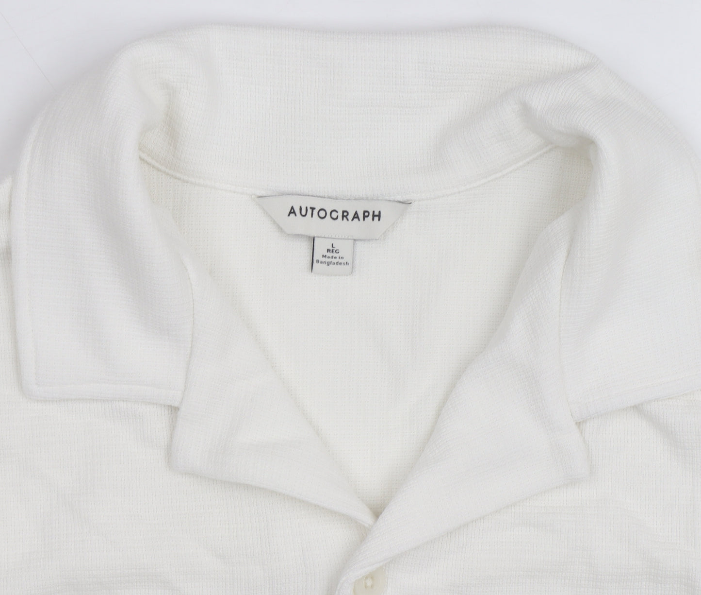 Marks and Spencer Autograph Men's White Regular Fit Button-Up Shirt L
