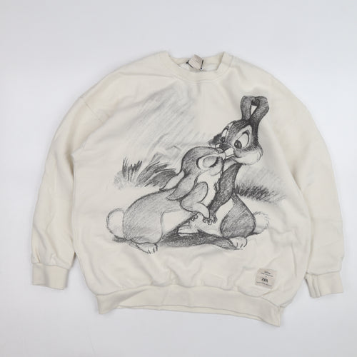 Zara Women Beige Disney Bambi Pullover Sweatshirt Size S