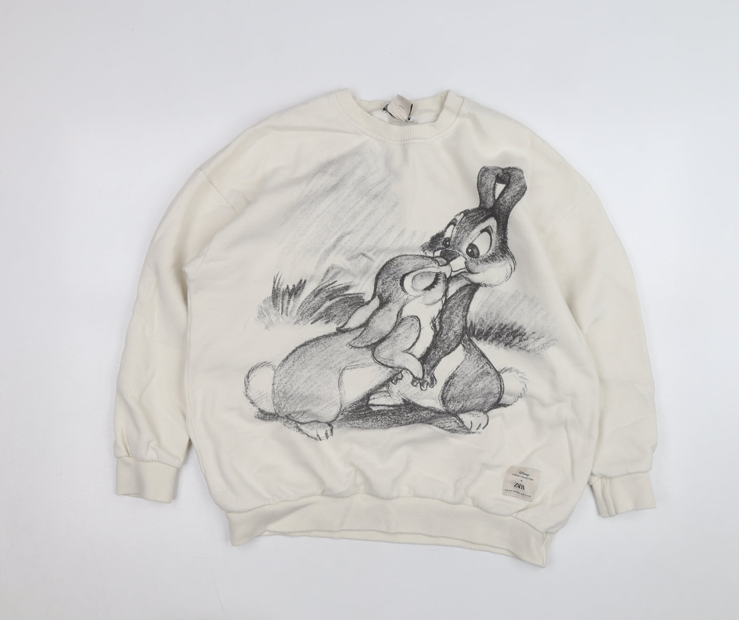 Zara Women Beige Disney Bambi Pullover Sweatshirt Size S