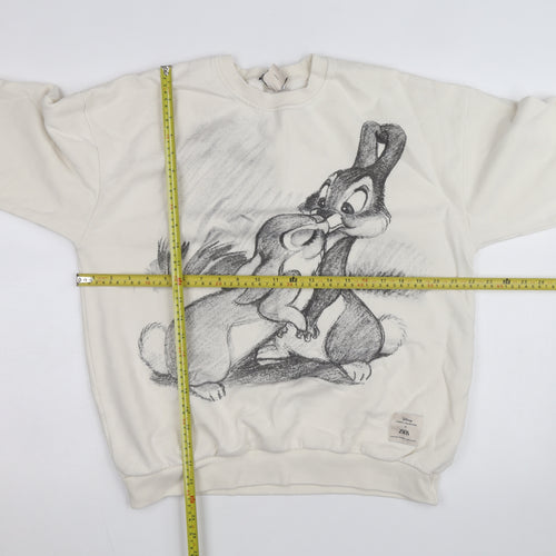 Zara Women Beige Disney Bambi Pullover Sweatshirt Size S