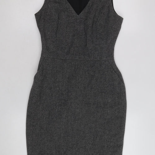L.K. Bennett Women's Grey Wool Sheath Work Dress Size 8