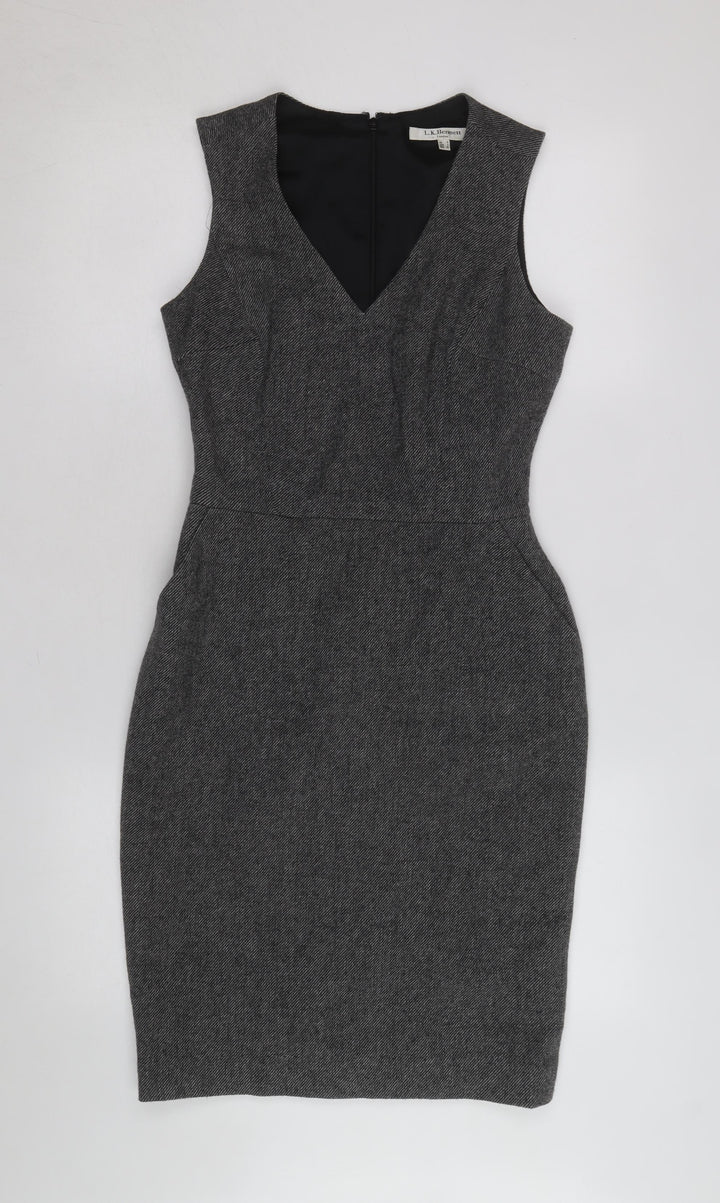 L.K. Bennett Women's Grey Wool Sheath Work Dress Size 8