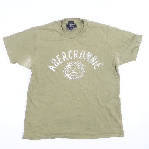 Abercrombie & Fitch Men's Green Crew Neck Graphic T-Shirt Size S