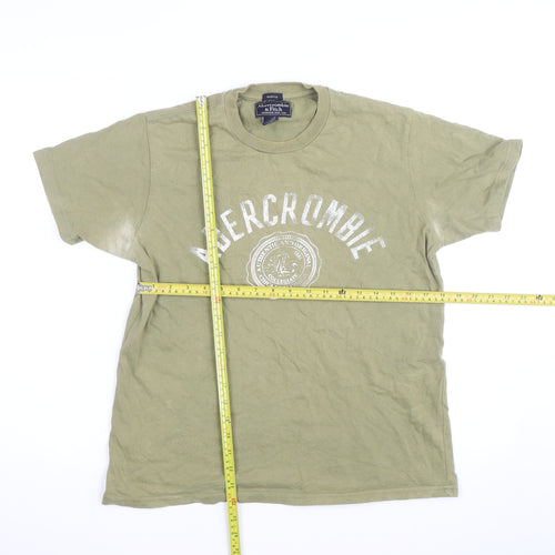 Abercrombie & Fitch Men's Green Crew Neck Graphic T-Shirt Size S