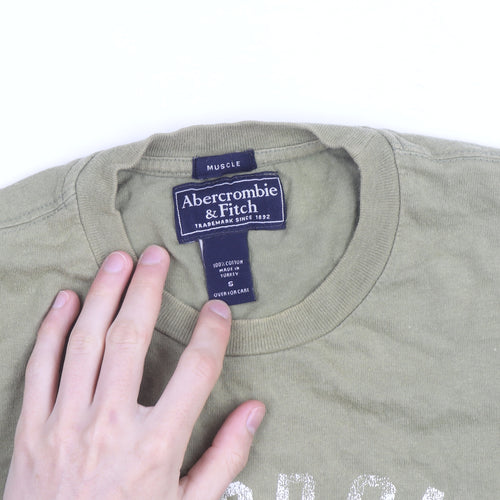 Abercrombie & Fitch Men's Green Crew Neck Graphic T-Shirt Size S