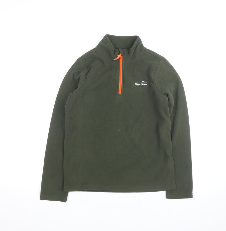 Peter Storm Boys Green 11-12 Years Fleece 1/4 Zip Sweatshirt