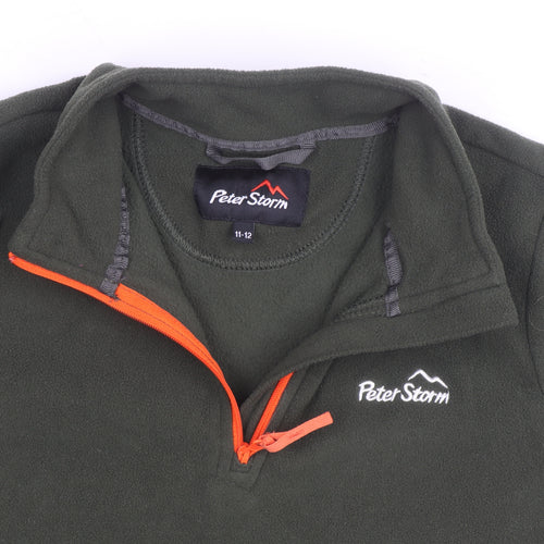 Peter Storm Boys Green 11-12 Years Fleece 1/4 Zip Sweatshirt
