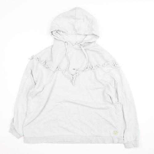 River Island Women’s White Ruffle Hooded Pullover Jumper Size L