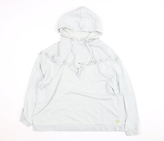 River Island Women’s White Ruffle Hooded Pullover Jumper Size L