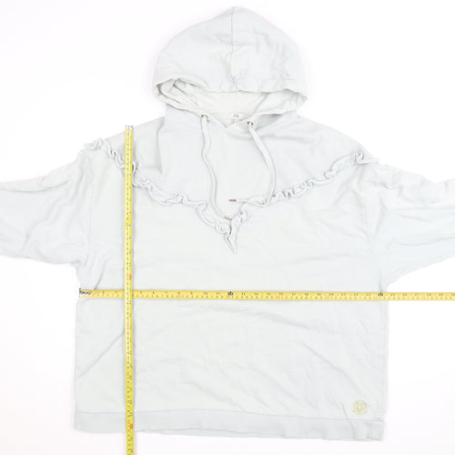 River Island Women’s White Ruffle Hooded Pullover Jumper Size L