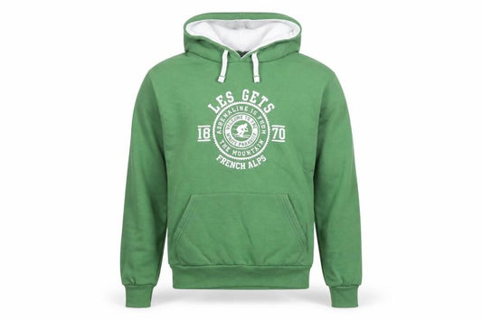 Front view of Avomarks Men Green Pullover Hoodie L Hooded French Alps Sweatshirt