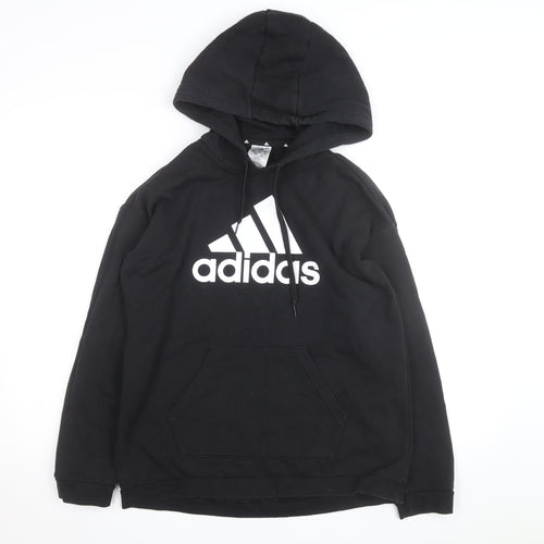 Adidas Womens Black Pullover Hoodie Size S Logo Graphic Hooded Sweatshirt