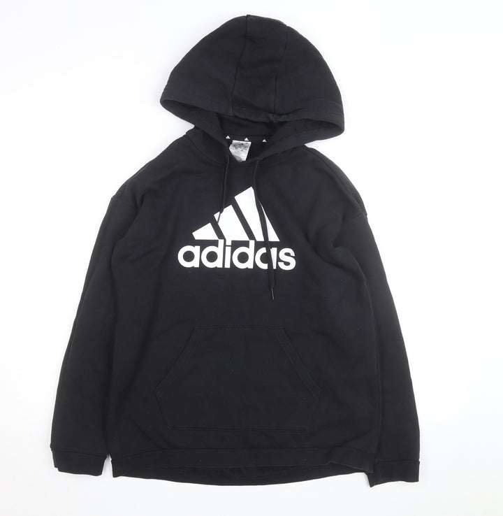 Adidas Womens Black Pullover Hoodie Size S Logo Graphic Hooded Sweatshirt