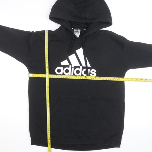 Adidas Womens Black Pullover Hoodie Size S Logo Graphic Hooded Sweatshirt