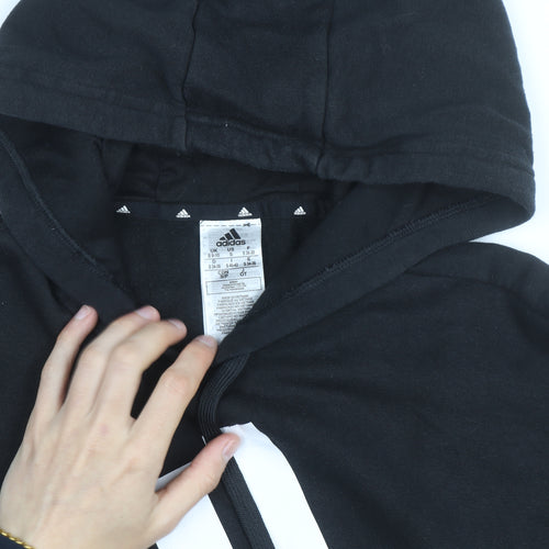 Adidas Womens Black Pullover Hoodie Size S Logo Graphic Hooded Sweatshirt