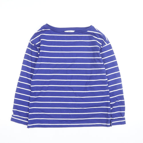 Marks and Spencer Women's Blue Striped Long Sleeve Cotton Top Size 6