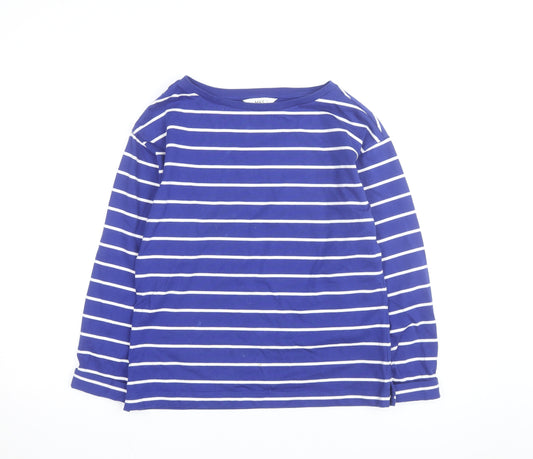Marks and Spencer Women's Blue Striped Long Sleeve Cotton Top Size 6