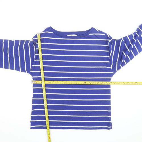 Marks and Spencer Women's Blue Striped Long Sleeve Cotton Top Size 6
