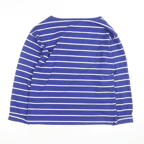 Marks and Spencer Women's Blue Striped Long Sleeve Cotton Top Size 6