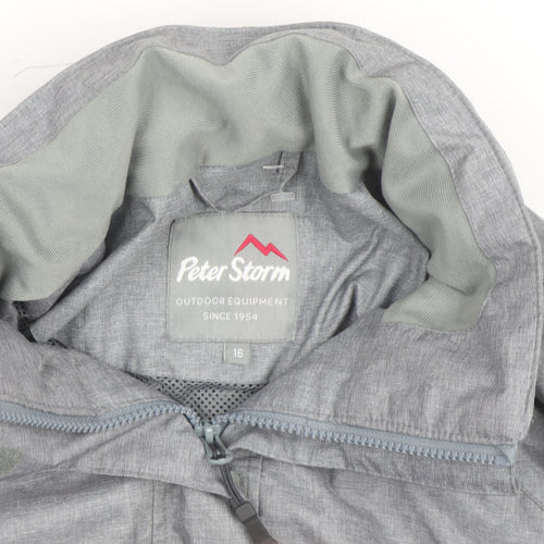 Peter Storm Men's Grey Waterproof Rain Jacket L 42in Hooded Outdoor Coat