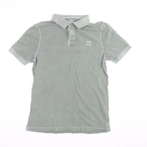 Marks and Spencer Men's Green Cotton Polo Shirt Size M Regular Fit