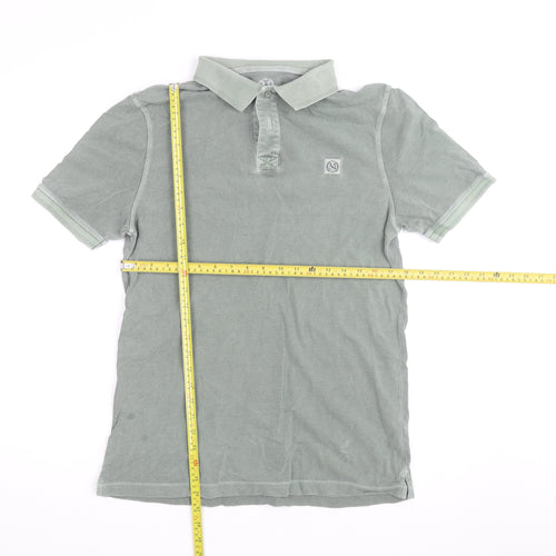 Marks and Spencer Men's Green Cotton Polo Shirt Size M Regular Fit