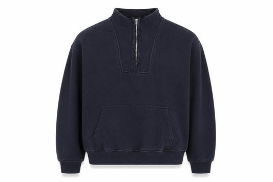 Front view of Next Men’s Blue 1/2 Zip Fleece Sweatshirt, size L, Regular Fit
