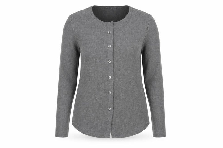 Boohoo Women Grey Knit V-Neck Long Sleeve Button Cardigan Size 14