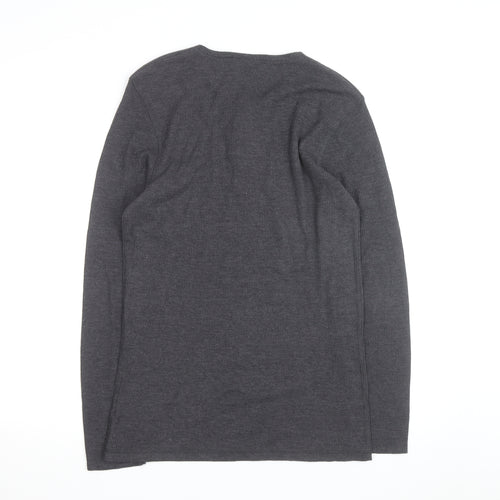 Livergy Men Grey Waffle-Knit Henley Jumper Size L