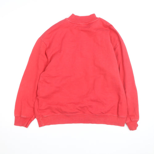 ZARA Men Red 1/2 Zip USA Logo Sweatshirt Size L