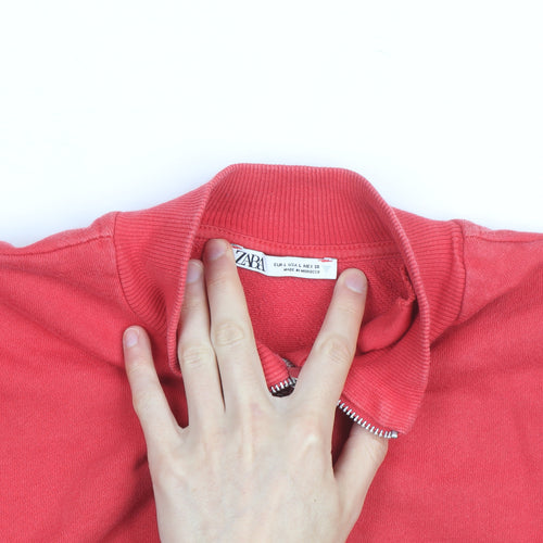 ZARA Men Red 1/2 Zip USA Logo Sweatshirt Size L