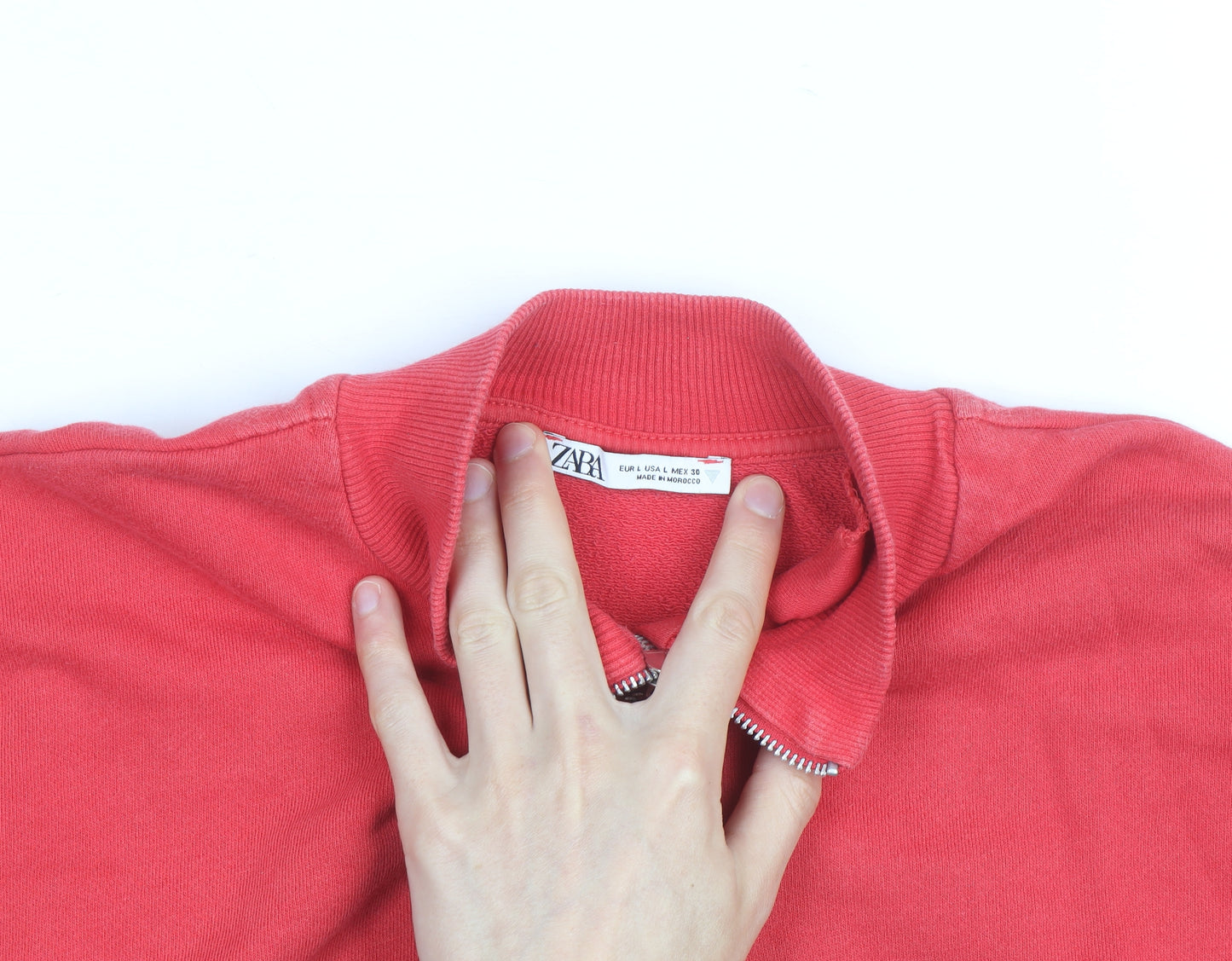 ZARA Men Red 1/2 Zip USA Logo Sweatshirt Size L