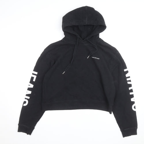 Calvin Klein Jeans Women's Black L Pullover Hoodie with Logo Print