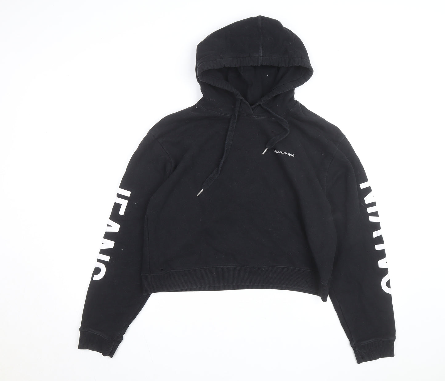 Calvin Klein Jeans Women's Black L Pullover Hoodie with Logo Print