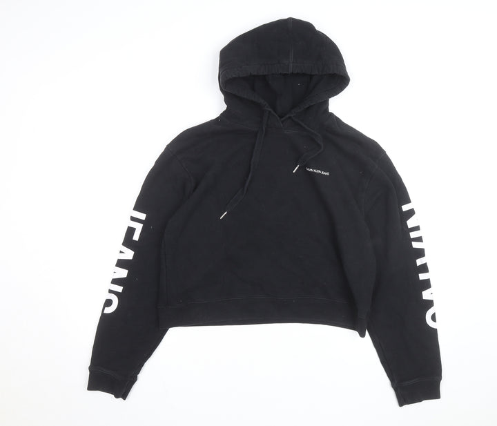 Calvin Klein Jeans Women's Black L Pullover Hoodie with Logo Print