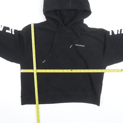 Calvin Klein Jeans Women's Black L Pullover Hoodie with Logo Print