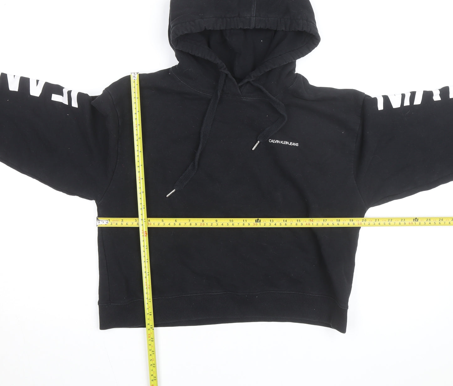 Calvin Klein Jeans Women's Black L Pullover Hoodie with Logo Print