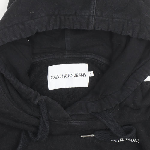 Calvin Klein Jeans Women's Black L Pullover Hoodie with Logo Print