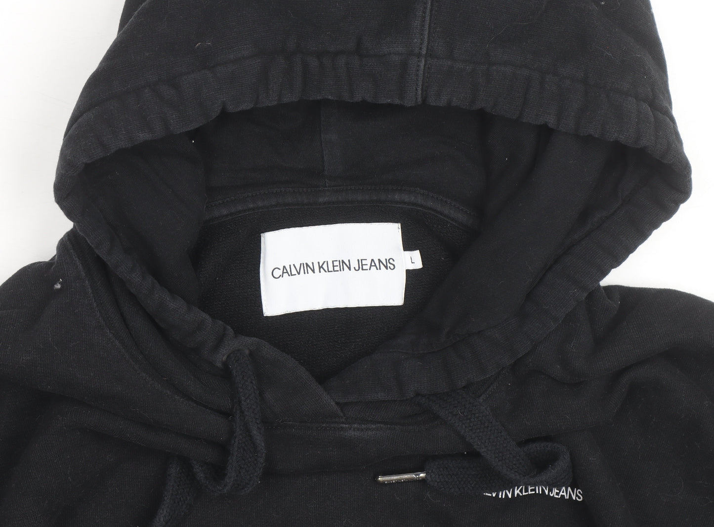 Calvin Klein Jeans Women's Black L Pullover Hoodie with Logo Print
