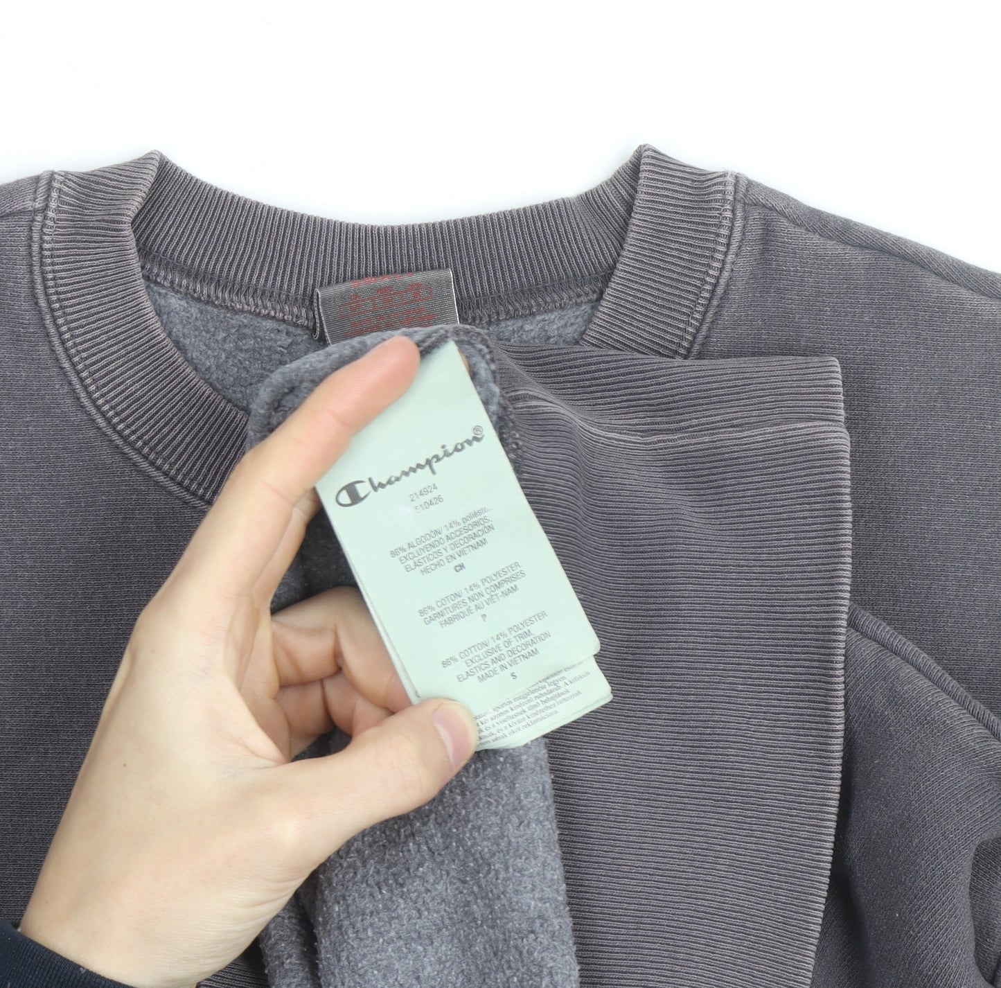 Champion Men's Grey Crew Neck Pullover Sweatshirt Size S