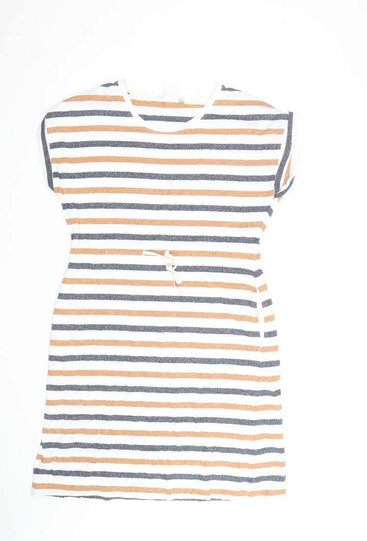 Weird Fish Women’s Multicoloured Stripe Cotton T-Shirt Dress Size 16