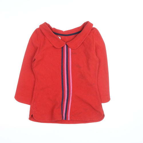 Deloras Teens Red Collared Long Sleeve Striped Pullover Jumper 9