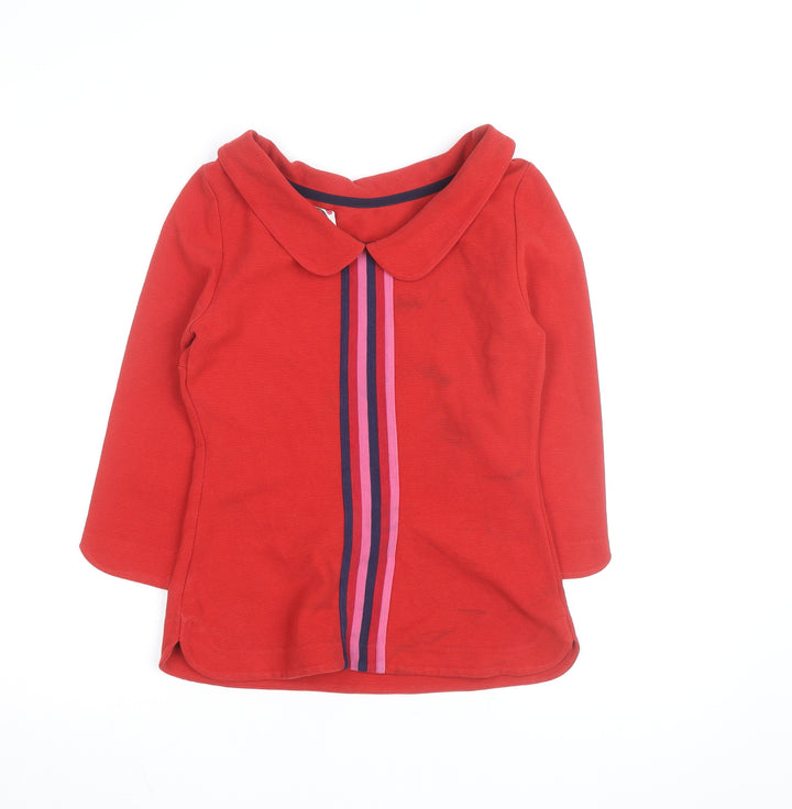 Deloras Teens Red Collared Long Sleeve Striped Pullover Jumper 9