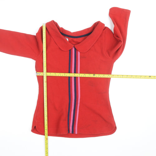 Deloras Teens Red Collared Long Sleeve Striped Pullover Jumper 9