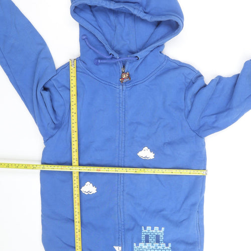 Bo Subi Men's Blue Full Zip Hoodie with Retro Cloud Design Size M