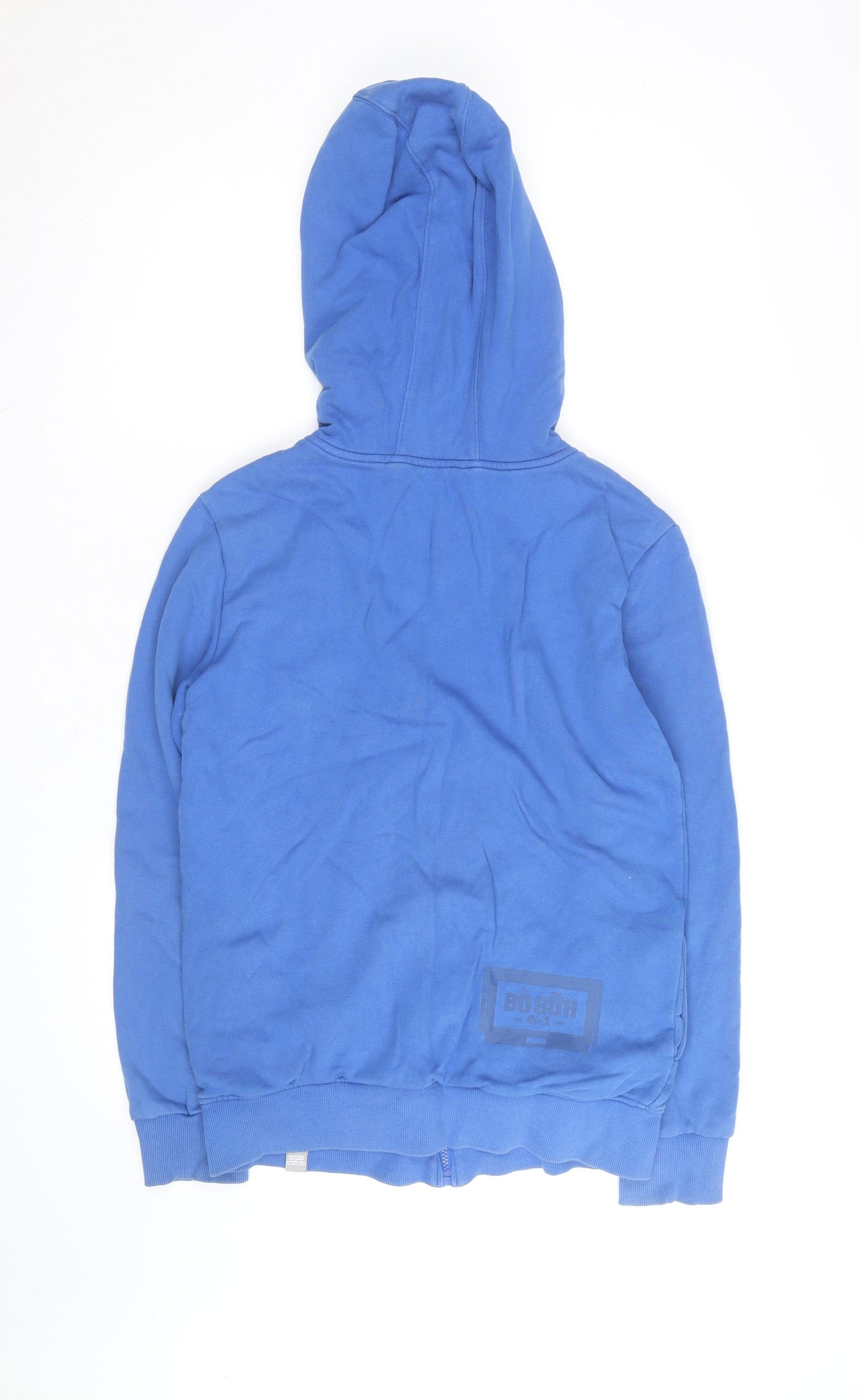 Bo Subi Men's Blue Full Zip Hoodie with Retro Cloud Design Size M