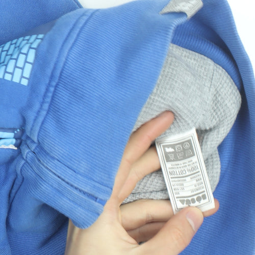 Bo Subi Men's Blue Full Zip Hoodie with Retro Cloud Design Size M