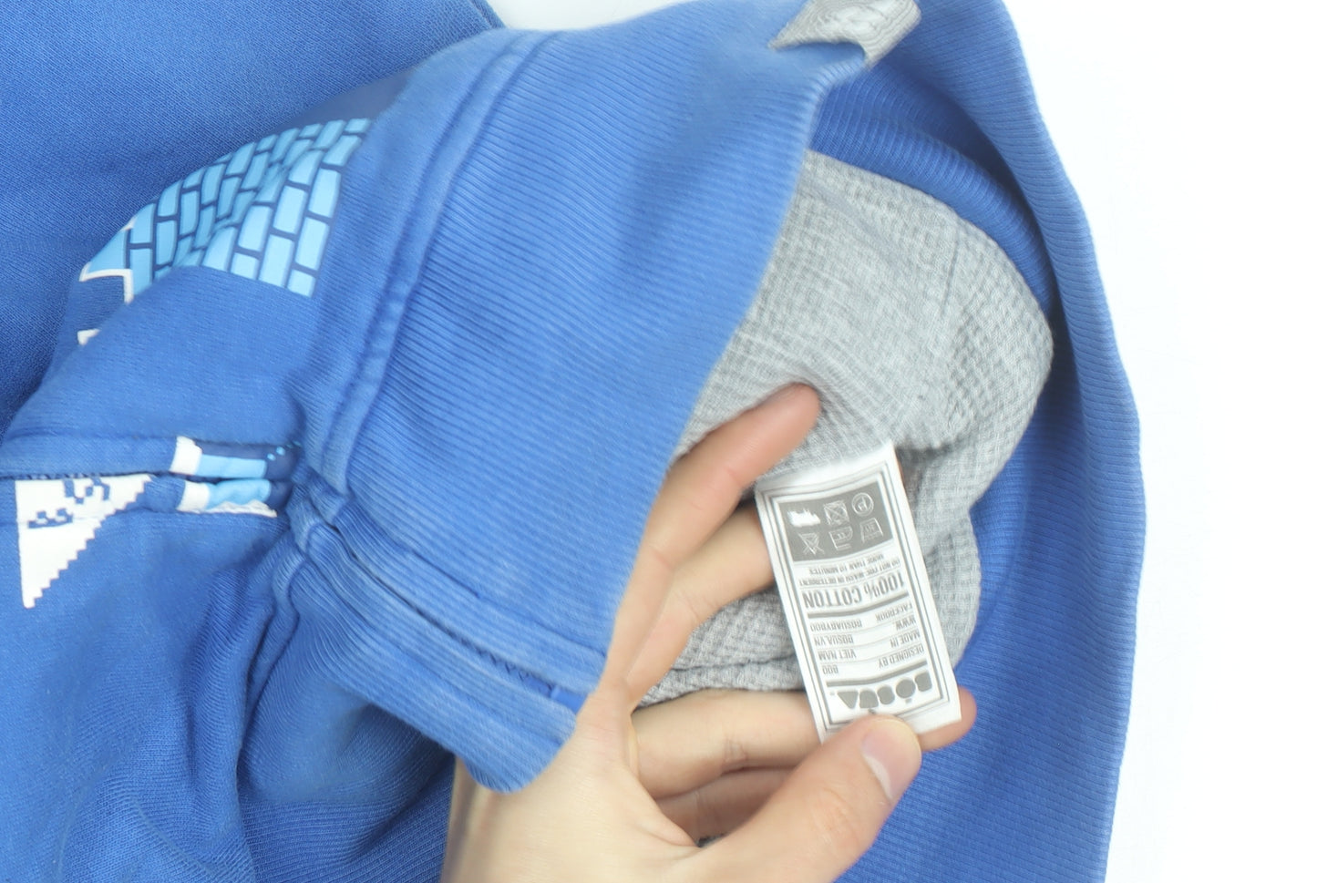 Bo Subi Men's Blue Full Zip Hoodie with Retro Cloud Design Size M