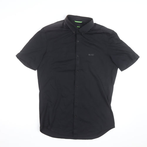 BOSS Mens Black Regular Fit Stretch Polo Shirt Size M